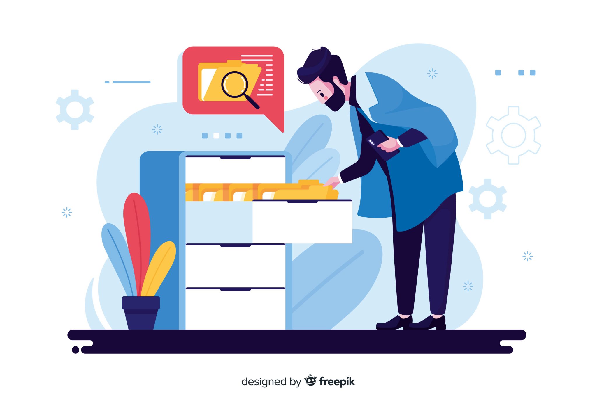 Vector of Man searching File