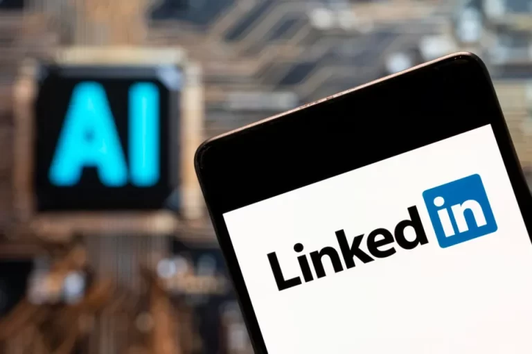 Linkedin in Foreground and AI in Background