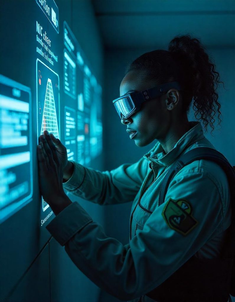 Military Person using technology